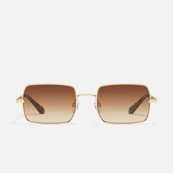 New Quay TTYL Golden/Brown Square Frame Unisex Sunglasses - Picture 7 of 8